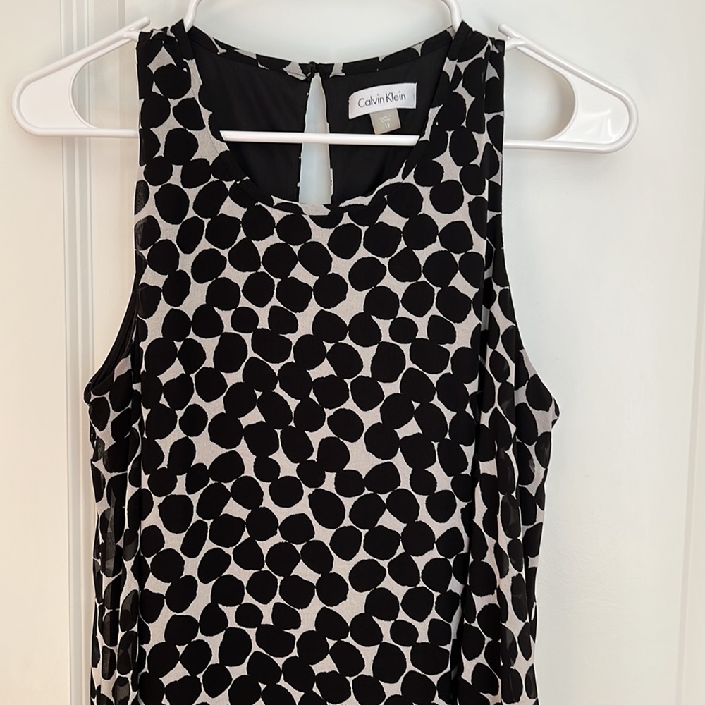 Calvin Klein black and white polka dot dress - never worn.
